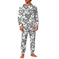 thumbnail image 3 of Dianli Couple Pajamas Matching Valentines Printed Long Sleeve Round Neck Top with Double Pocket Pants Pajama Set for Men Soft Cotton Blend Elastic Waist Comfortable Home Sleepwear, 3 of 9