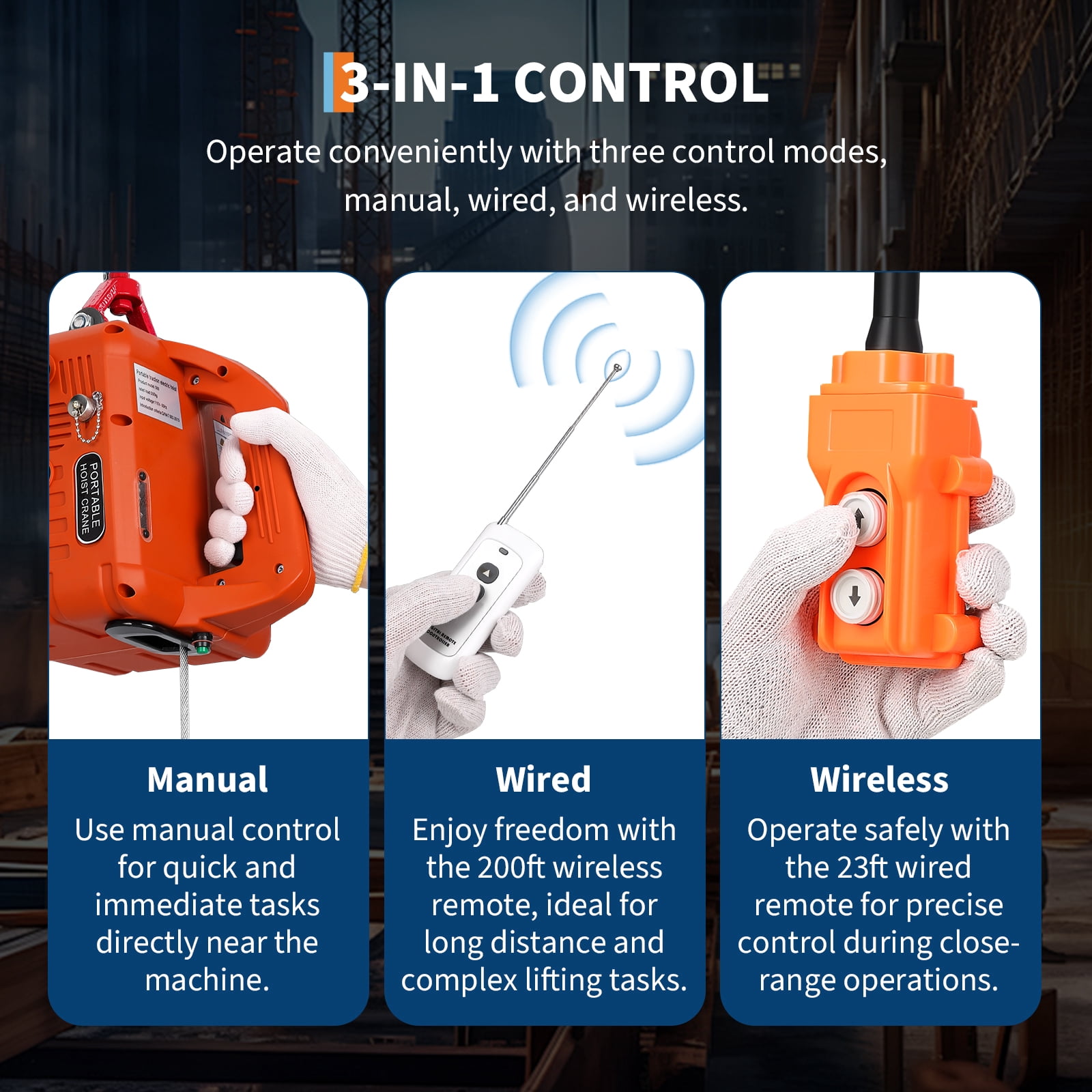 Mescukay 1100 lbs Electric Hoist Winch 3 in 1, 40ft Lifting Range, Portable Electric Power Winch w/Wire and Wireless Remote Control, Overload Protection, 120V 1500W Electric Hoist Crane for Towing