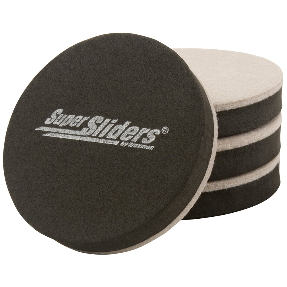 Super Sliders 31/2" Round Felt Furniture Sliders Beige, 4 Pack
