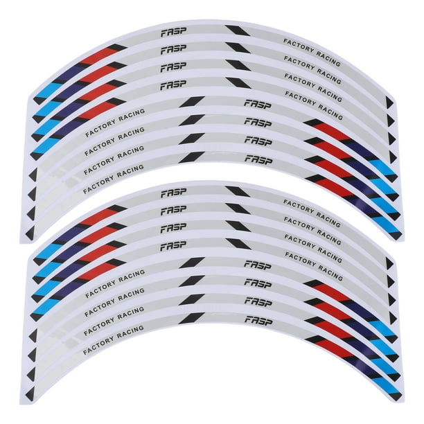 16 Pcs Calcomanías para Llantas en Forma de Arco Decorativas para Llantas de 17"-18" Blanco Rojo Azul PET