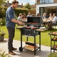 thumbnail image 2 of Outsunny Barbecue au Charbon de 20 Pouces avec Poêle à Charbon Réglable Barbecue, 2 of 10