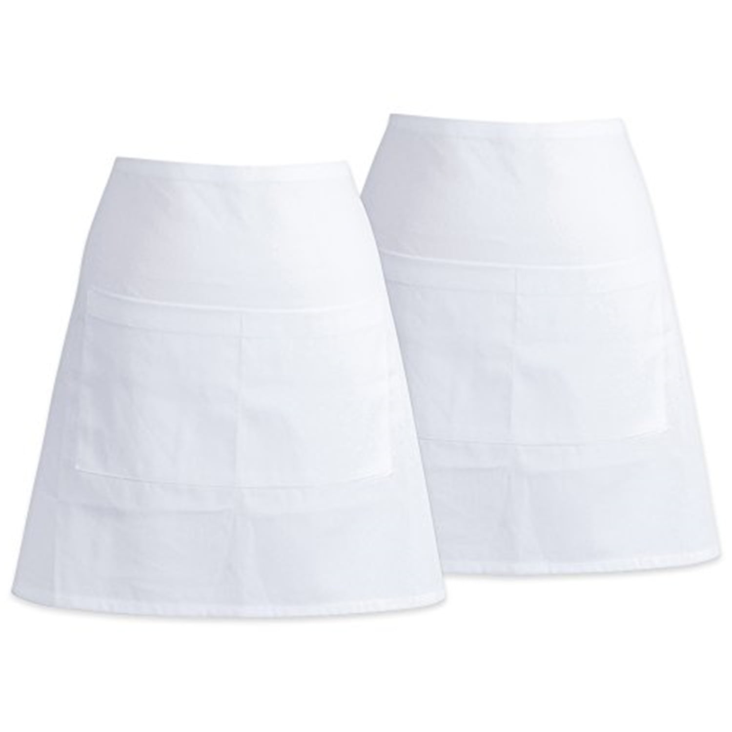 EIGHT used ex-rental white waist aprons with pocket 
