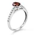 thumbnail image 3 of Gem Stone King 10K White Gold Red Garnet and White Lab Grown Diamond Soitaire Engagement Ring for Women (1.18 Cttw, Oval Checkerboard 7X5MM, Gemstone January Birthstone, Size 9), 3 of 4