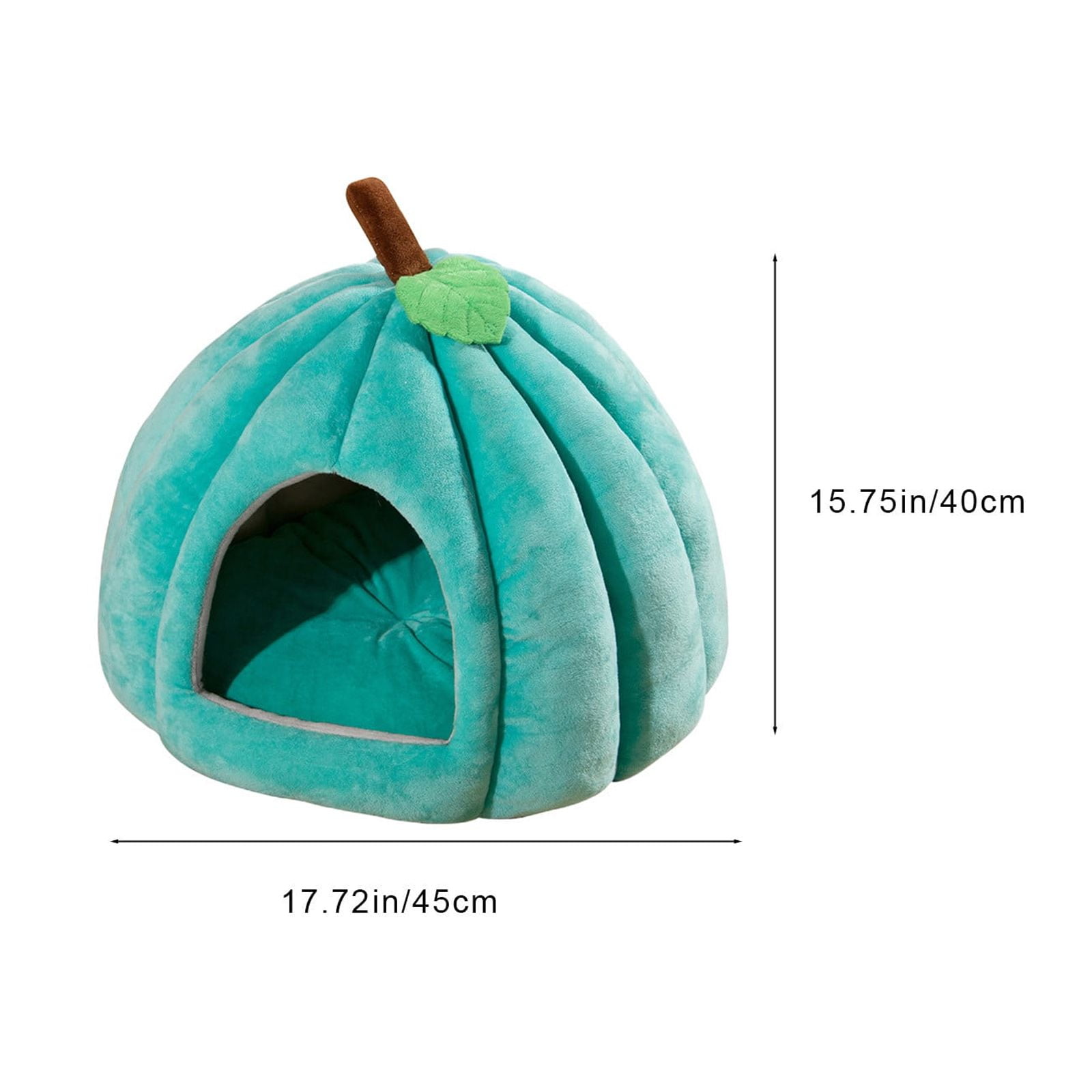 Cute Cat Bed for Indoor Cats, Pumpkin Style Cat Cave Bed Pet Tent Cat House with Removable Cushion Pillow, Soft Semi-Closed Pumpkin Shape Pet Bed for Small, Medium Dogs and Cats