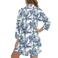 thumbnail image 2 of Xoenoiee Tropical Palm Tree Print Bathing Suit Cover Up for Women V Neck Button Down Swimsuit Coverup Long Sleeve Beach Dress Shirt Casual Blouse Top, XL, 2 of 7