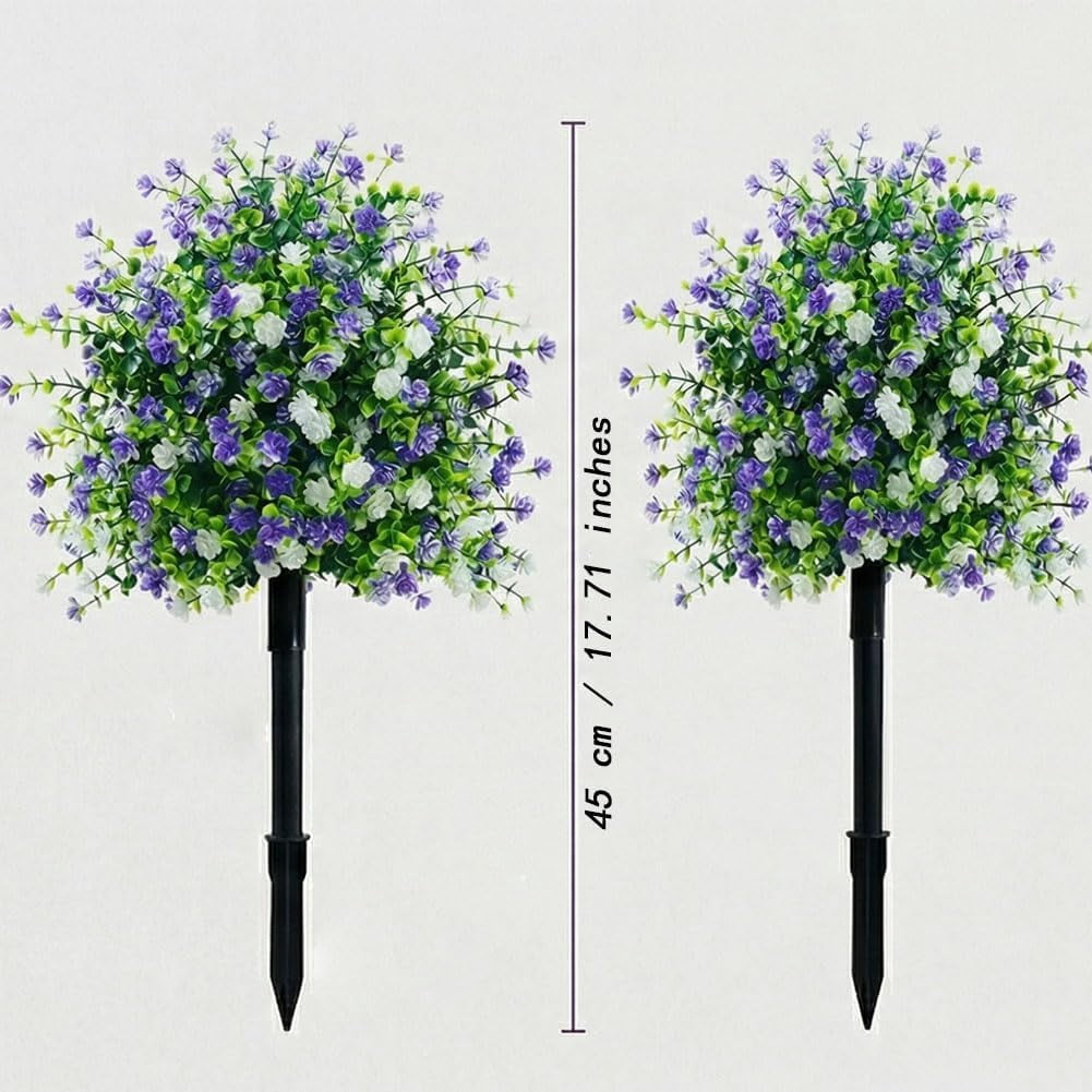 17.72 inches Artificial Potted Trees with Ground Stakes, UV-Resistant Artificial Flowers for Outdoors with Stakes, Indoor & Outdoor Decoration Decoratio, Home Garden Wedding Settings (4pcs)