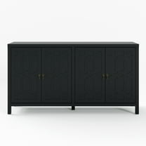 Sunvivi Black Sideboard Buffet Cabinet with Adjustable Shelves and 4 Doors, 60''