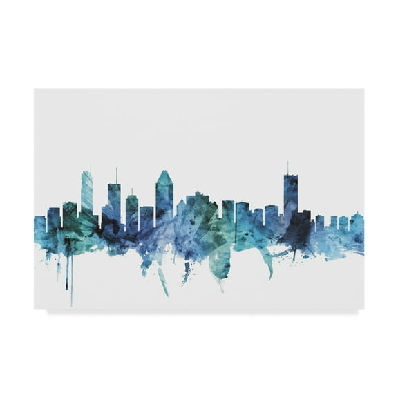 Trademark Fine Art 'Montreal Canada Blue Teal Skyline' Canvas Art by Michael Tompsett