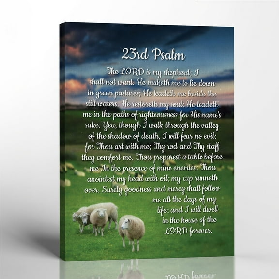 Psalms 23 Wall Art Canvas Frame, The Lord Is My Shepherd Wall Art, Psalms 23 Gifts, Bible Wall Art , 11x14