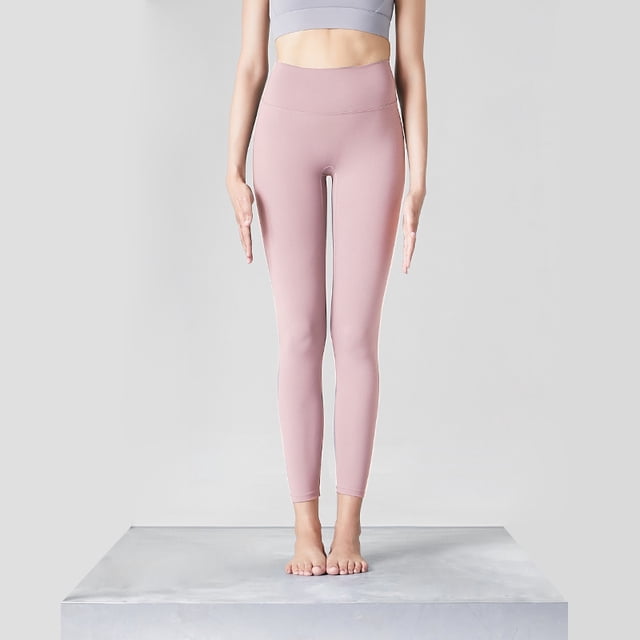 Pantalones de yoga Lijado desnudo Deportes De una sola pieza Cintura alta europea y americana Levantamiento de cadera Melocotón Apretado Pantalones de fitness de secado rápido para mujeres