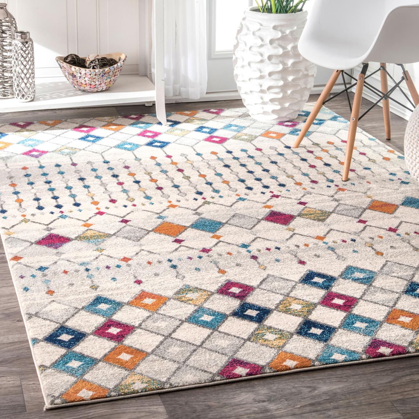 Grey/Off-white 5' x 7' 5 nuLOOM Moroccan Blythe Area Rug