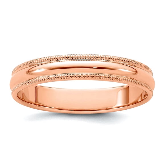 14k Rose Gold 4mm Milgrain Half-round Wedding Band Ring Size 9 Wedding Band for Women and Men