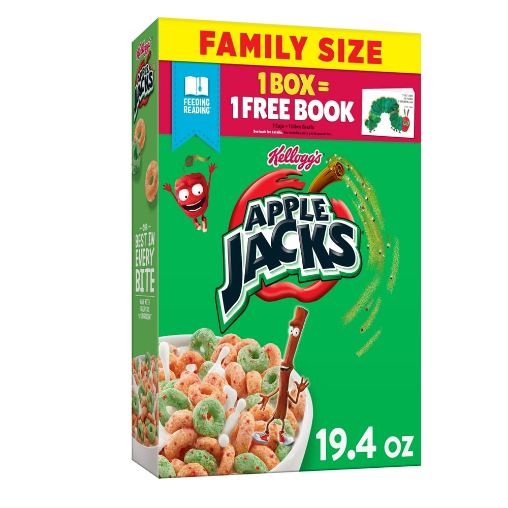 Kellogg's Apple Jacks Breakfast Cereal, 8 Vitamins and Minerals, Kids