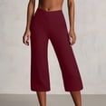 thumbnail image 4 of Capri Pants for Women 2025 High Waisted Wide Straight Leg Casual Loose Yoga Capris with Pockets Womens Cropped Pants, 4 of 6
