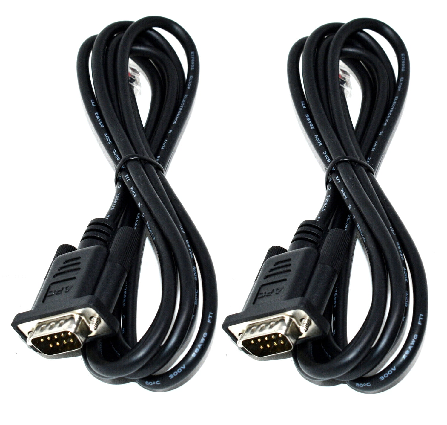 2 PCS APC Molded DB9 Male TO RJ11 6P6C Telephone Phone Jack Plug