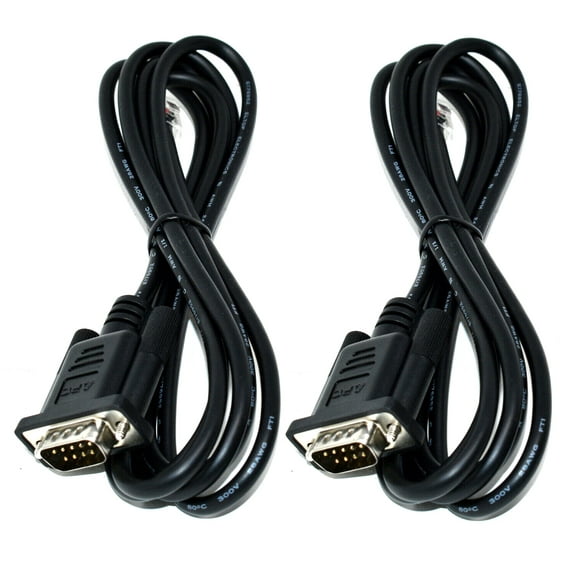 2 APC Molded DB9 Male TO RJ11 6P6C | Telephone Phone Jack Plug Adapter Cables | Black Color 6 FT Long