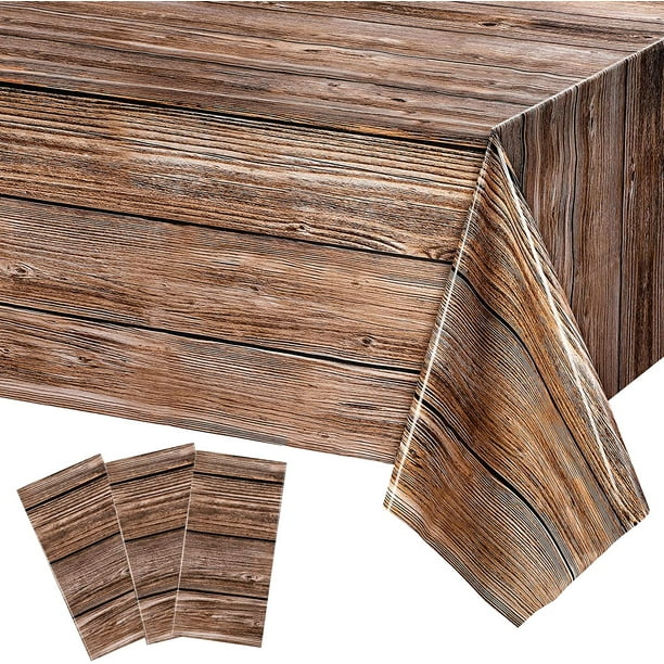 Natural Wood Grain Tablecloths Rustic Plastic Table Covers for