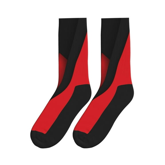 Mens Womens Red Black Abstract Hiker Cushion Crew Socks