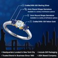 thumbnail image 2 of Gem Stone King 925 Silver and 10K Yellow Gold Sky Blue Aquamarine and Blue Created Sapphire Engagement Ring for Women | 1.00 Cttw | Round 5MM | Gemstone March Birthstone | Size 5, 2 of 6