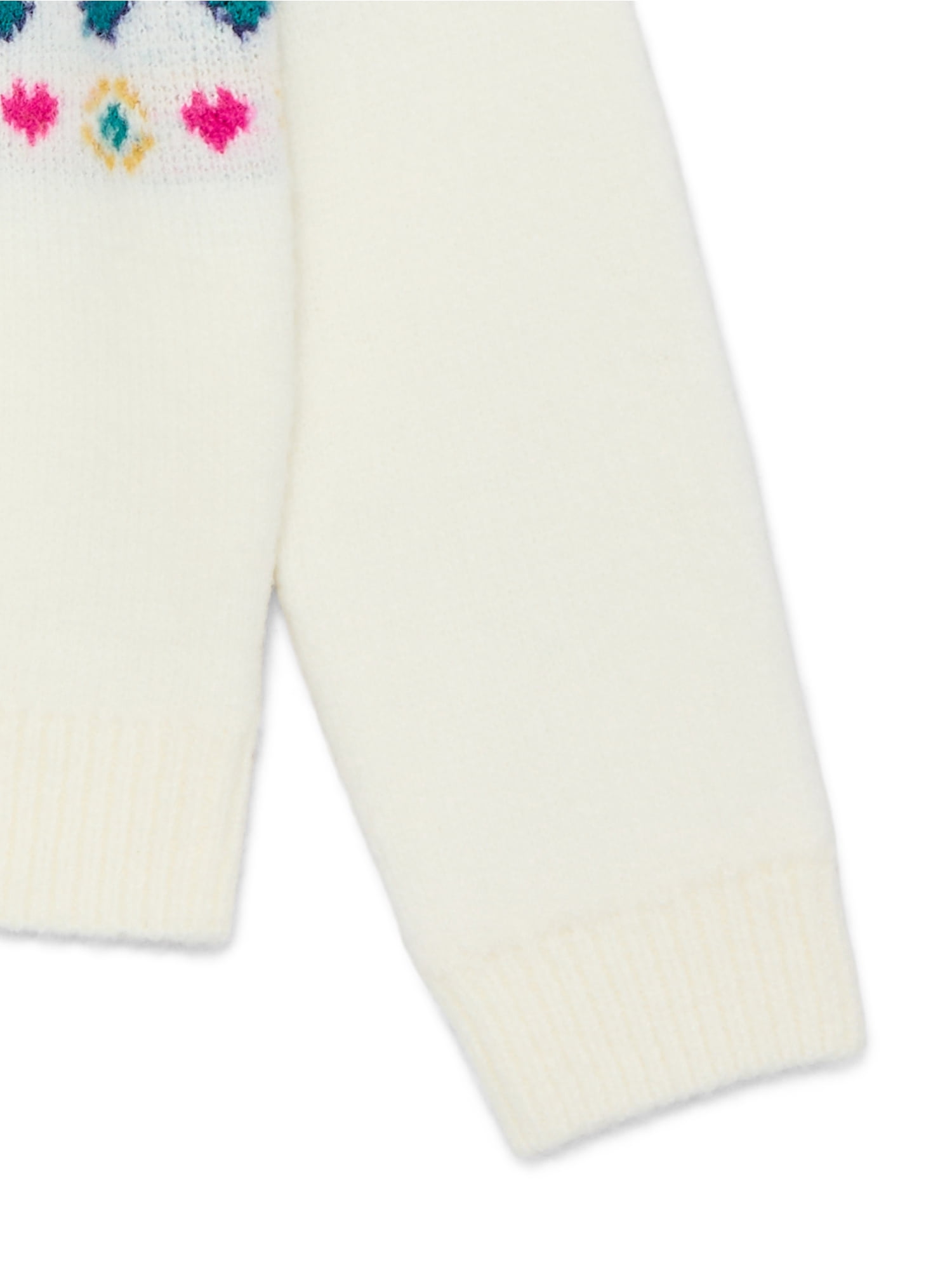 Wonder Nation Toddler Girls Crewneck Jacquard Sweater with Long Sleeves, Sizes 12M -5T