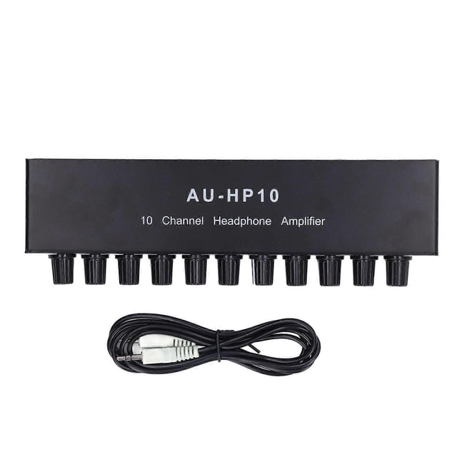 10 Channel Headphone Amplifier 1 Input 10 Output Stereo Audio Splitter Independent Control DC 12V
