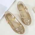 thumbnail image 4 of Otqutp Girls Kids Closed Toe Ankle Sequins Sandals with Strap Wedding Formal Gold Glitter Shoes Trendy Fancy Sandals, 4 of 6