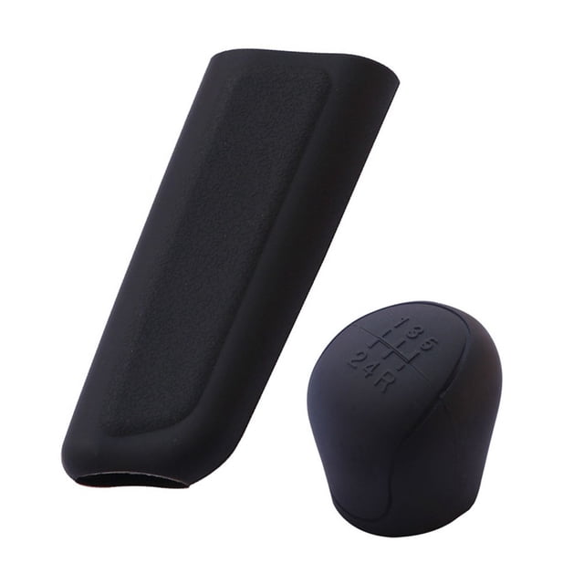 Tough Weather Resistance 2 Pcs Black Silicone Car Shifter & Brake Sleeves
