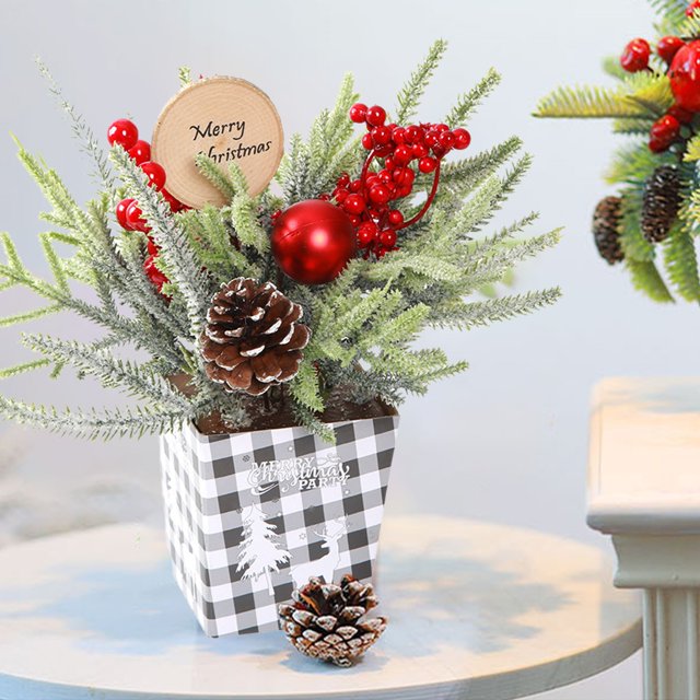 Adorno de Navidad onlyliua Mini Decoración de Plantas Escritorio Árbol Pequeño