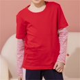 thumbnail image 4 of Ruyang Youth Cotton Soft Shirt Striped Sleeve Long Crew Neck Tops Clothes Baby Kids Unisex Lightweight Comfy Pullover Shirt, 4 of 5