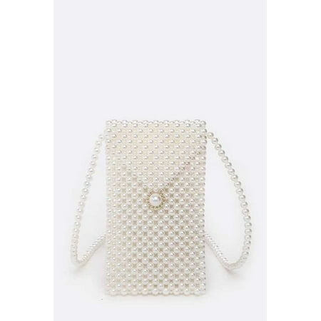 FASHNZFAB Iconic Pearl Beaded Phone Swing Bag
