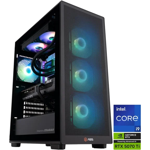 ABS Stratos Aqua Gaming PC Powered by Asus - Windows 11 - Intel Core i9-14900KF - RTX 5070 Ti 16GB - DLSS 4 - AI-Powered Performance - 32GB DDR5 6400 - 2TB M.2 SSD