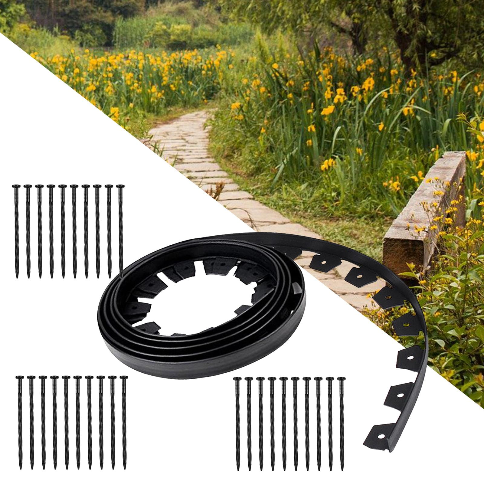 Nishiyuenyi 33ft Yard Edging Kit 30 Spikes No Digding Edging Durable Barrier Premium Paver Edging Kit for Driveway Lawn Landscaping Flower Garden Yard