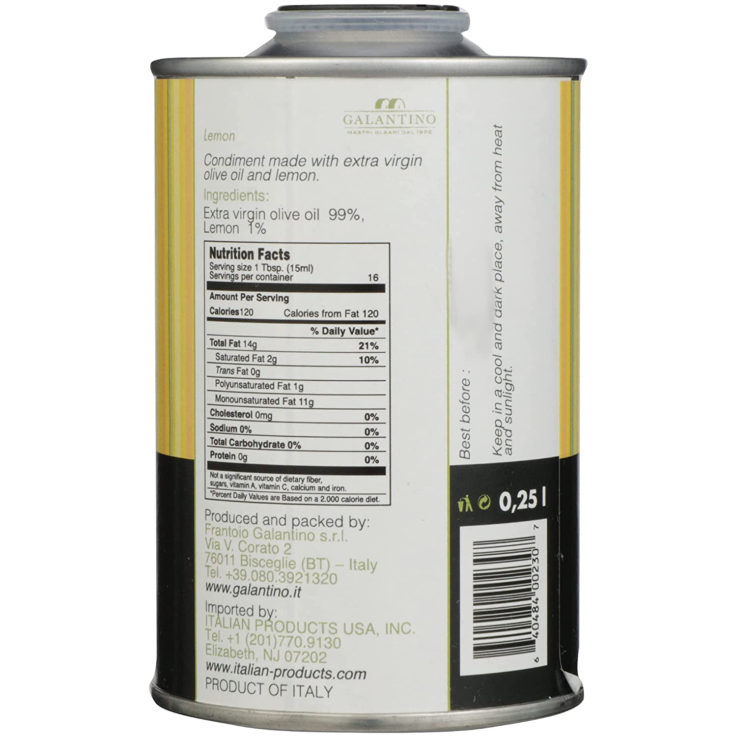 Galantino Extra Virgin Olive Oil with Lemon