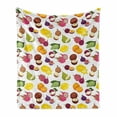thumbnail image 1 of Fruit Soft Flannel Fleece Blanket, Colorful Illustration of Exotic Healthy Foods Organic Elements on a Plain Background, Cozy Plush for Indoor and Outdoor Use, 60" x 80", Multicolor, by Ambesonne, 1 of 5