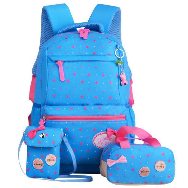 Mochila ortopédica de primaria para niñas, morral escolar con estampado de puntos, morral escolar para adolescentes, 3 unidades por juego Fivean unisex