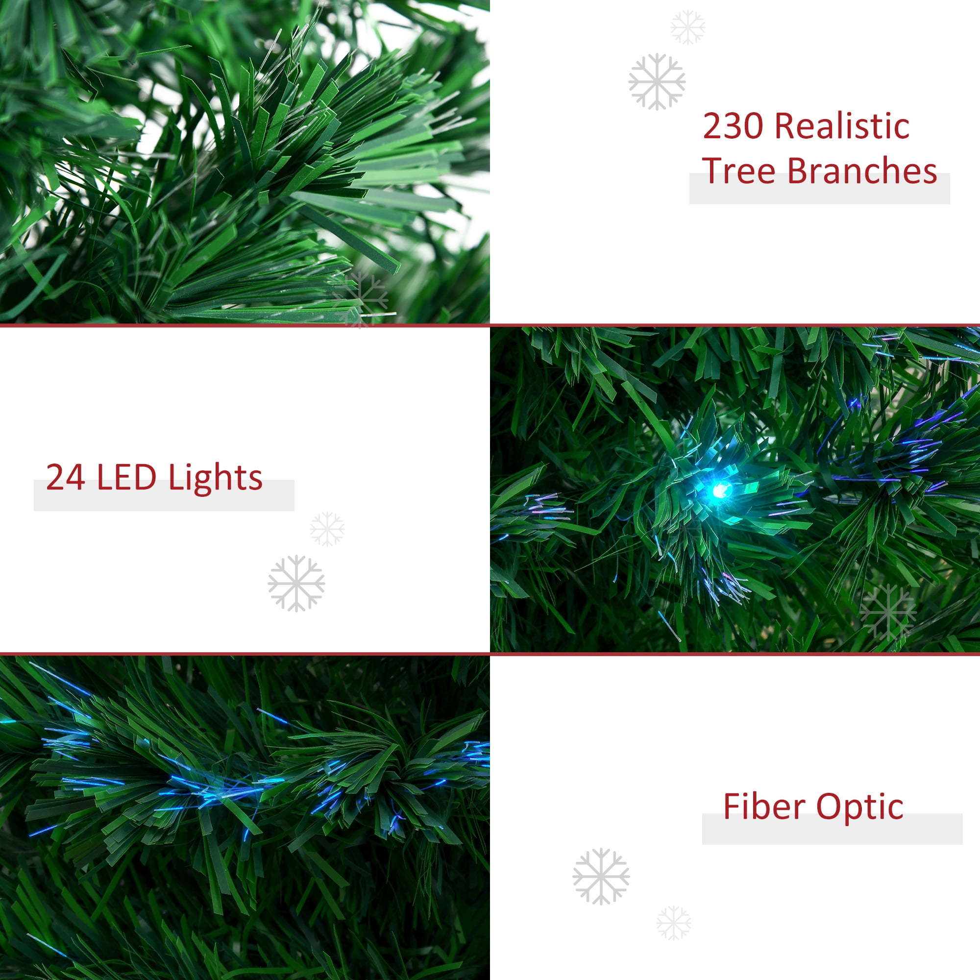 6ft Prelit Fiber Optic Christmas Tree with Multi-Colored LED Lights Easy Assembly Indoor Decor