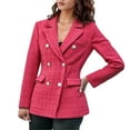thumbnail image 2 of Casual Tweed Blazers for Women 2025 Long Sleeve Notch Lapel Collar Double Business Casual Work Office Jacket, 2 of 8