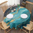 thumbnail image 3 of Blue and Gold Marble Sparkle Waves Pattern Round Tablecloth 60"x60",Wrinkle Wipeable Table Cloth for Kitchen Dining Room Picnic Patio Party, 3 of 6