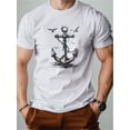 thumbnail image 1 of Sailing Bold Anchor Illustration G500 Cotton Men's T-shirt Comfortable Fit, 1 of 6