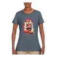 thumbnail image 2 of Tiger Growling Colorful Trippy Tie Dye Animal Lover Womens Graphic T-Shirt, Charcoal, 2XL, 2 of 3
