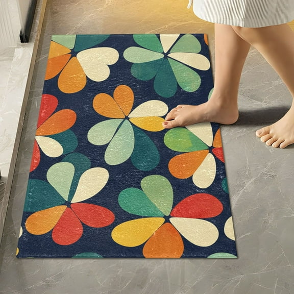 Yayeee Bath Rug for Bathroom Floor Non Slip Rectangle Fluffy Soft Absorbent Mat, 16"x24", Green Clover Pattern