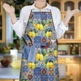thumbnail image 6 of Yellow Lemon Fruit Clusters Blue Pattern Apron-Garden Aprons for Women with Pockets-Cotton Linen Waterproof Kitchen Cooking Gardening Aprons Adjustable for Kitchen,Cooking,BBQ and Salon 33x27 Inch, 6 of 7
