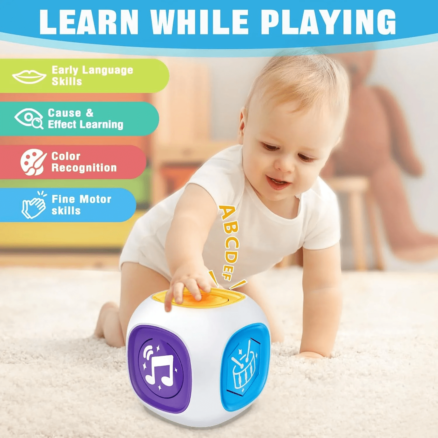 Montessori Toys for 1 Year Old, Musical Cube Toddler Learning Toys for 1-2, 1st First Birthday Gifts for Girls and Boys Baby 3 6 12 24 Months