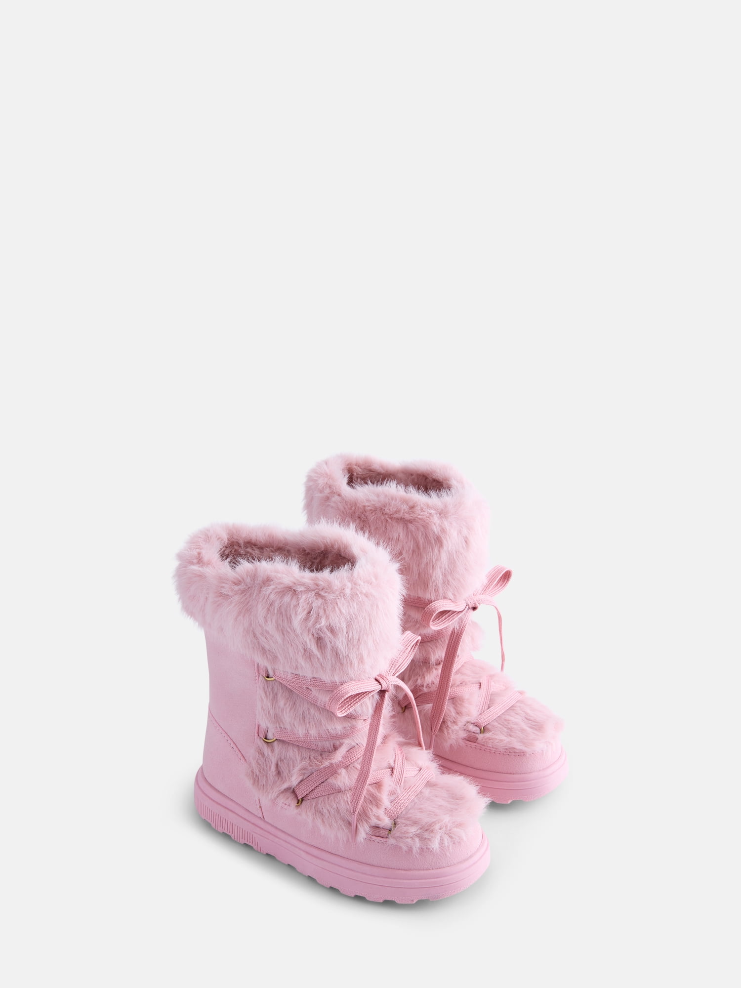 Ozark Trail Little and Big Girls' Faux Fur Trim Winter Boots