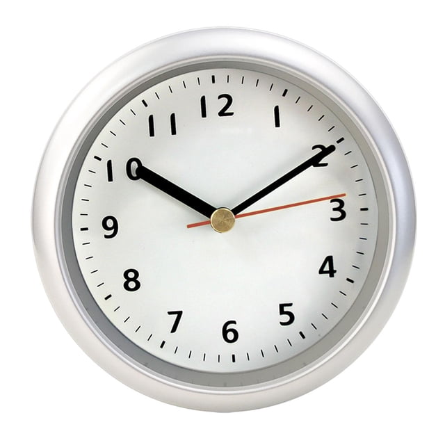 Reloj de pared silencioso, redondo, moderno, para decoración del hogar, novedoso, impermeable, decorativo, de 6 pulgadas, para dormitorio, comedor, plateado