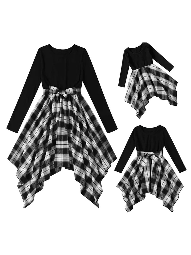 FYMNSI Mommy and Me Christmas Dresses Long Sleeve Plaid Dress Xmas Party Mom  Daughter Photoshoot Matching Outfits (Girl 6-7T) - Walmart.com