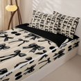 thumbnail image 3 of Erosebridal Dark Tone Bow Pattern Zipper Full Size Comforter Sets with Fitted Sheet and 2 Pillowcases,Cherry Fruit Print Zipper Bedding Set,Black Beige,Black Reversible, 3 of 6