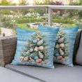 thumbnail image 5 of Pack of 2 Outdoor Pillow Covers 24x24 Inch Waterproof Blue Coastal Christmas Throw Pillow Covers,Decorative Couch Pillow Shams Protectors Nautical Summer Beach Shell Conch Patio Cushion Pillowcases, 5 of 8