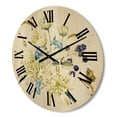 thumbnail image 3 of Designart 'Ancient Chrysanthemums With Bouquet II' Traditional Wood Wall Clock, 3 of 5