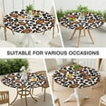 thumbnail image 7 of Brown Footballs with Leopard Spots Pattern Round Fitted Tablecloth with Elastic Edge,Dining Table Cover Waterproof,Outdoor Round Tablecloth for Camping,Dining,Indoor and Outdoor, 7 of 7